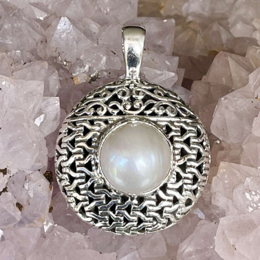 PD 15012 PL-(HANDMADE 925 BALI SILVER PENDANT WITH MABE PEARL)